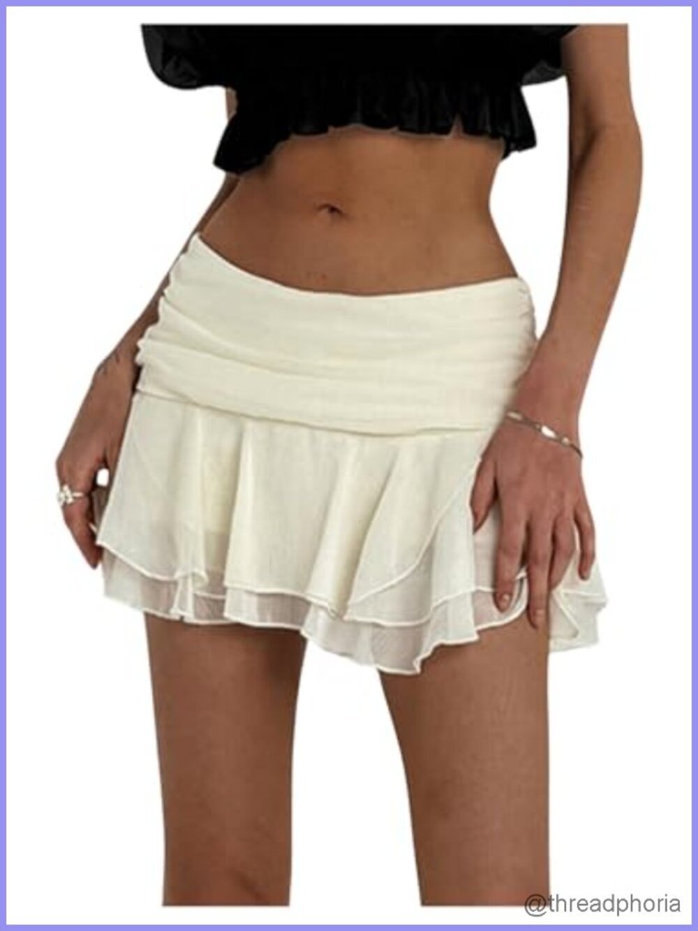 Tiered Layer Ruffle Sheer Flared Mini Skirt Rave Party Going Out